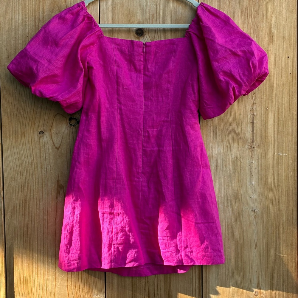 RHODE Dali Linen Puff Sleeve Dress Size 4 - Picture 11 of 13